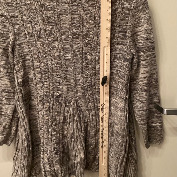 NIC + ZOE Womens Knit Cardigan Size Small Petite PS Gray Tan Marled Snap Closure - Picture 6 of 12